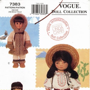 Vogue Sewing Pattern 743/7383 by LINDA CARR - 18&quot; Doll International Costumes - Vogue International Doll Collection - Eskimo/Indian/Mexican