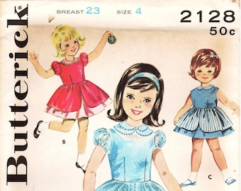 ヴィンテージ 60年代 バタリック ガールズドレス パターン 2128 (サイズ 4/胸囲 23インチ)
