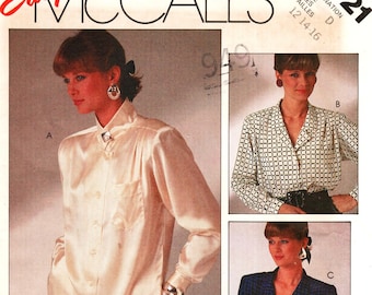 McCall's Sewing Pattern 2721: Misses' Loose Fitting, Long or Short Sleeve Blouse in Three Options (Size 12/14/16)