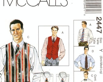 McCall's 2447 Men's Vest, Shirt & Tie Sewing Pattern (S/M/L)
