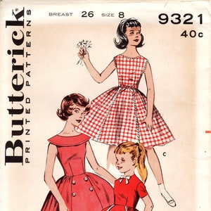 U-PICK Sz - Butterick Girls&#39; Pattern 9321 -  Girls&#39; Sleeveless Wrap Around Dress in Two Options - Original 60&#39;s Butterick Pattern