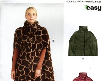 New Look Cape Sewing Pattern N6768: Misses' Scrunched Neck Capelet S-XXL