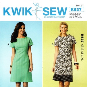 Kwik Sew Sewing Pattern K637/K4040 by Kerstin Martensson - Misses&#39; Shaped Empire Waist Dress w/Fitted Bodice and A-line Skirt - Sz XS to XL