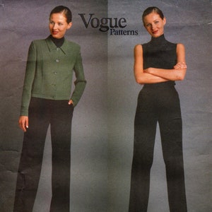 Molde de costura Vogue 2024 da CALVIN KLEIN - Jaqueta Misses&#39; sem forro, comprimento da cintura e calças retas - Designer americano - Escolha o tamanho