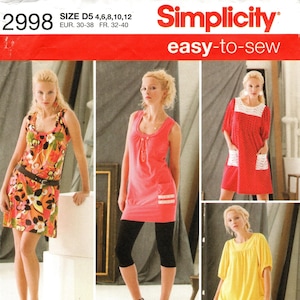 Simplicity Sewing Pattern 2998 - Misses&#39; Knit Mini Dresses or Tops in Multiple Variations - Pick Your Size