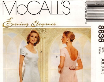 McCall's Evening Dress Pattern 8836: Misses' Lined Gown with Train