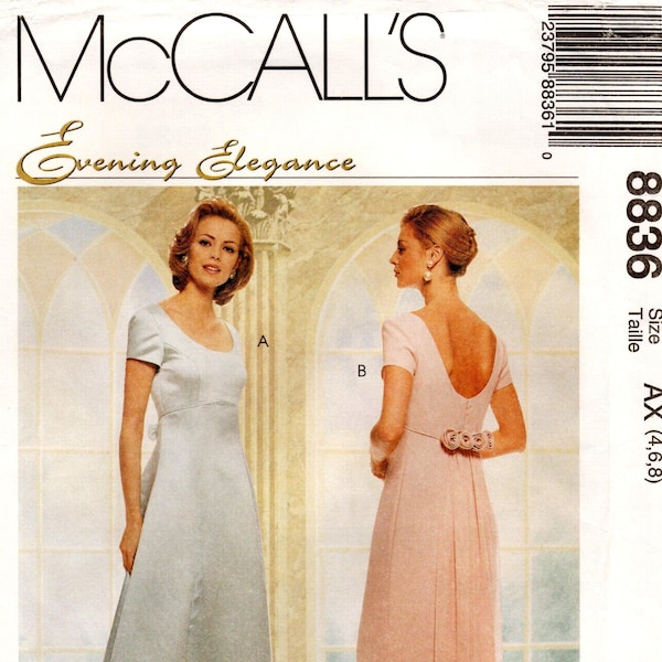 Pick Your Size - McCall's Dress Pattern 8836 - Misses' Lined Evening Dress in Two Options with Detachable Train - McCall's Evening Elegance