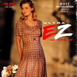 Sz 8/10/12 - Vogue Pattern 8311 - Misses&#39; Scoop Neck, Fit & Flare, Princess Seam Dress with Short Sleeves - Ultra EZ by Vogue Patterns