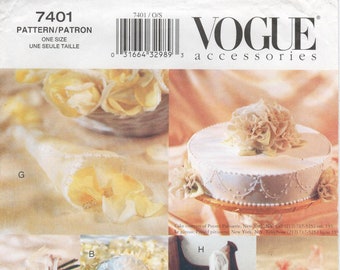 Patrón de accesorios de boda Vogue 7401: Cojín para anillos, bolsa de regalos (original)