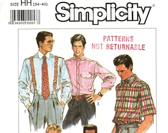 Simplicity Sewing Pattern 9592 - Men's Top-Stitched Shirt in Five Options (Sz 34 thru 40)