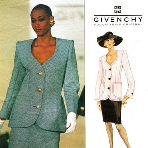 Vogue 1458 - GIVENCHY Symönster: Jacka och kjol Storlek 18/20/22