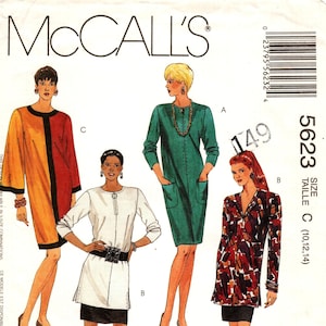McCalls sömnadsmönster 5623: Klänning, tunika och kjol för fröknar (storlek 10/12/14)