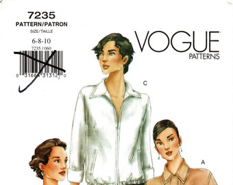 Vogue 7235 Jacket Sewing Pattern: Misses' Blouson, Size 6-10