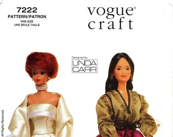 Doll Clothes Pattern - Vogue 7222 - 1960 to1970 Doll Clothes for 11 1/2 Inch Dolls by LINDA CARR