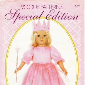 Vogue Doll Clothes Pattern 822 - Special Edition 18 Inch Doll Costume Clothes/Princess Doll Dress & Crown - Vogue Doll Collection