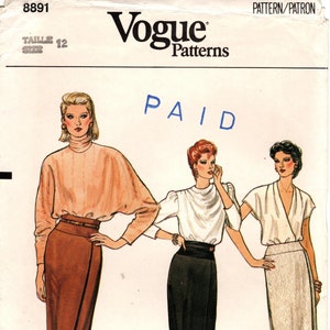Vogue Sewing Pattern 8891 - Misses&#39; Straight Skirt with Front Pleated into Yoke w/Back Zipper in Three Lengths - Vogue Patterns - Sz 12