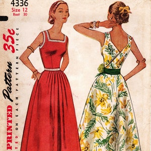 1950s ausgestelltes Kleider-Schnittmuster: Embicity 4336, Brustumfang 30&quot;(Größe 12)