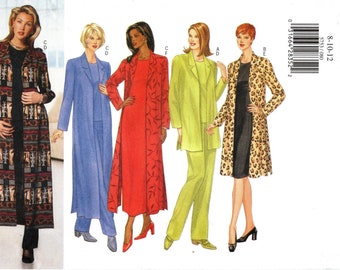 Sz 8/10/12 - Butterick Separates Pattern 5753 - Misses' Loose Fitting Jacket, Duster, Tapered Dress, Top & Pants - Wardrobe Pattern