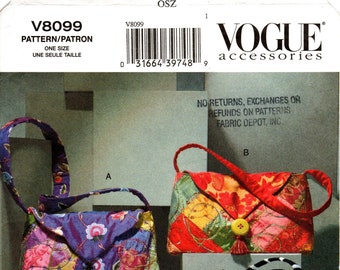 Vogue Handbag Pattern V8099 by B. RANDLE Designs - Crazy Quilt Patchwork Embellished Shoulder or Tote Bags - Vogue Accessories