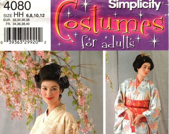 Sz 6/8/10/12 - Simplicity Costume Pattern 4080 by ANDREA SCHEWE - Misses' Kimono, Dickey, Obi and Bustle Sash - Simplicity Patterns