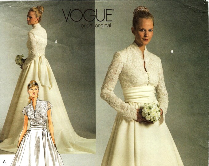 Sz 12/14/16 Vogue Wedding Dress Pattern V2979 Misses' Modern and