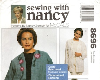 McCall's 8696 Sewing Pattern: Nancy Zieman Lined Cardigan Jacket S-XL