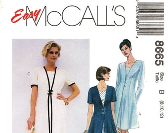 U-Pick Sz - McCall&#39;s Dress Pattern 8665 - Misses&#39; Dress with Front Overlay in Three Variations - Uncut - Easy McCall&#39;s Patterns