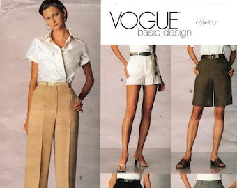 Sz 12/14/16 - Vogue Pants Pattern 2532 - Misses' Classic Flat Front Pants/Trousers or Shorts in Five Lengths - Vogue Basic Design