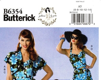 SZ 6 to 14 - Butterick B6354 - Pattern by GERTIE - Misses' Bolero Jacket, Bustier w/Detachable Halter Strap, Sarong Skirt and Shorts