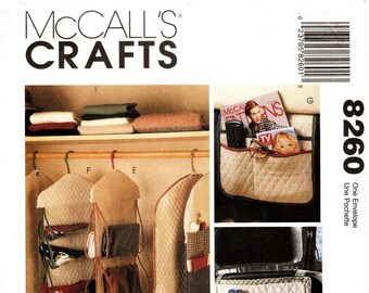 McCall's Pattern 8260 by NANCY ZIEMAN - Garment Bags, Jewelry Organizer, Handbag Organizer, Shoe Organizer, Accessory Organizers, Car Caddy