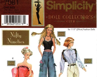 Nifty Nineties - Doll Collectors Club Pattern - Simplicity 7081 - For 11 1/2 Inch Dolls