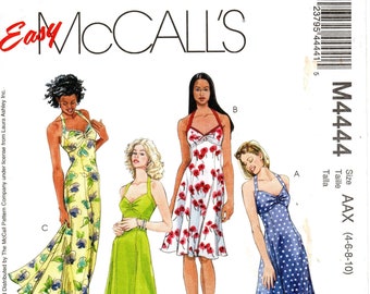 Laura Ashley Halter Dress Pattern McCall's M4444 - Fit & Flare (Size 4-10)