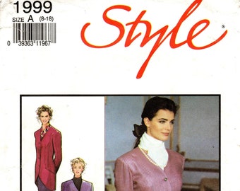 Sz 8 thru 18 - Style Separates Pattern 1999 -  Misses&#39; Collarless, Below Hip, Shaped Hemline Jacket and Straight, High Waisted Skirt