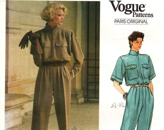Yves Saint Laurent Vogue 1598 Jumpsuit Pattern: 80s Paris Original, Size 10