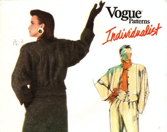 Size 10 - Vtg 80's Vogue Separates Pattern 1622 by ADRI - Misses' Lined Jacket, Skirt with Front Tucks and Tapered Pants with Draped Yoke