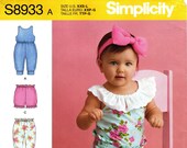 Simplicity S8933 Baby Clothes Pattern: Knit Romper, Pants, Headband