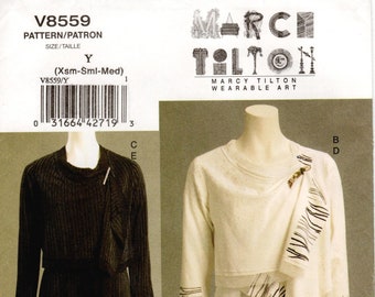 Patroon jas en top Vogue 8559: Marcy Tilton-ontwerp (Xsm-Med)
