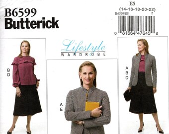 Butterick B6599 ワードローブパターン：ミセス用ジャケット、トップス、ドレス、パンツ（サイズ14～22）