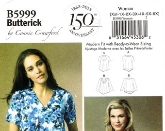 Butterick B5999 Pullover Top Sewing Pattern: Plus Size (XXL-6X)