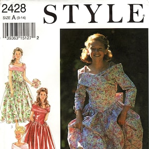 Sz 9 thru 14 - Style Pattern 2428 - Child&#39;s/Girls&#39; Bridesmaid/Flowergirl Dresses - Panelled Surplice Bodice/Shoulder Straps - Style Patterns