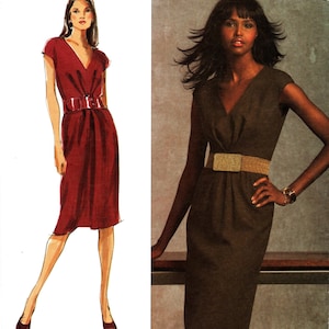 Vogue Sewing Pattern V1025 by ANNE KLEIN - Misses&#39; Lined V-Neck, Center-Pleated Dress - Vogue American Designer Series - Pick Your Size