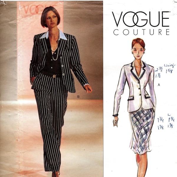 Sz 12/14/16 - Vogue Separates Pattern 2631 - Misses' Lined Jacket, Blouse, Bias A-Line Skirt and Pants - Vogue Couture Pattern - Uncut