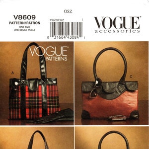 Vogue Bag Pattern V8609 Misses Lined Handbags Top Handle Bags in Four Variations Vogue Patterns Etsy India