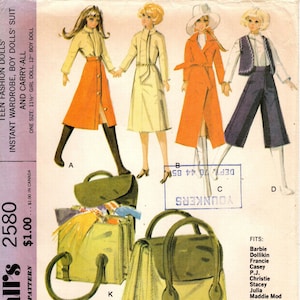 McCall&#39;s Sewing Pattern 2580 - Teen Fashion Doll Instant Wardrobe - Barbie Doll Clothes Pattern - For 11 1/2 Inch Girl Dolls or 12&quot; Boy Doll