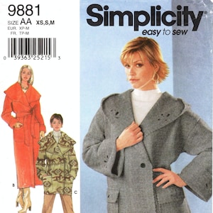 U-PICK Sz - Simplicity Pattern 0678/9881 - Misses&#39; Easy To Sew Wrap Coat or Jacket in Three Variations - Simplicity Patterns