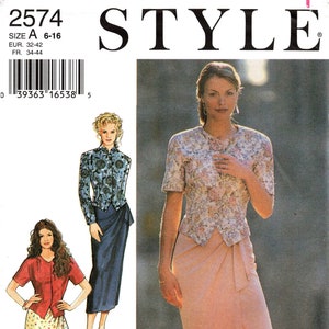 Sz 6 thru 16 - Style Pattern 2574 - Misses&#39; Lined, Fitted, Princess Seam, Weskit Jacket in Two Options & Wrap/Sarong Skirt with Side Tie