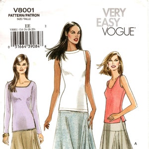Sz 14/16/18/20 - Vogue Skirt Pattern V8001 - Misses&#39; Yoked, Elastic Waist, Flared Skirt with Irregular Hem in Three Options - Easy Vogue
