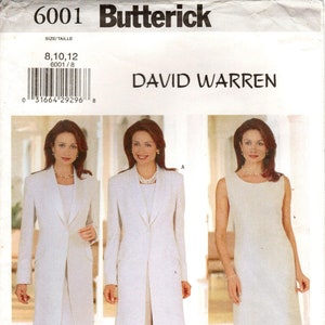 Sz 8/10/12 - Butterick Separates Pattern 6001 by DAVID WARREN - Misses&#39; A-Line, Lined Jacket, Lined Top or Straight Dress & Tapered Pants