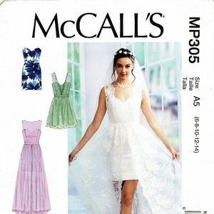 Taglie dalla 6 alla 14 - Modello per abito da sposa McCalls MP305 di CREAT IT - Abiti da sposa foderati da signorina in quattro varianti - Modelli McCall&#39;s