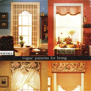 Vogue Home Decor Muster 1907 von MARGOT HOTCHKISS - No Sew Fensterbehandlungen Volants / Shade / Vorhänge - Vogue Patterns For Living